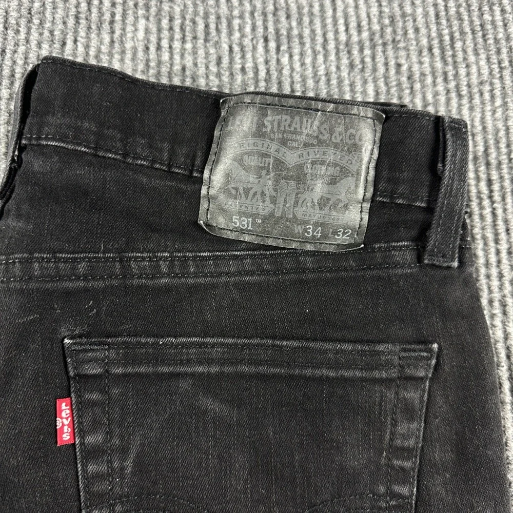 Levis 531 Athletic Slim Jeans Mens 34x32 Black Denim Pants 531-0010